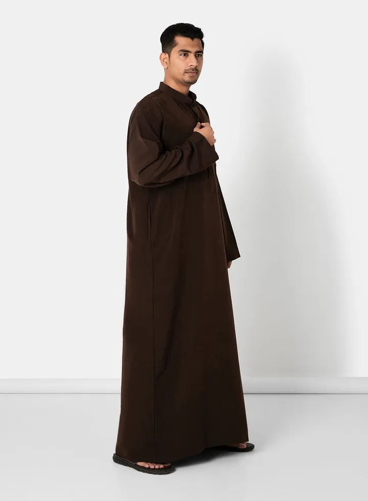 Solid Saudi Kandora Dark Brown