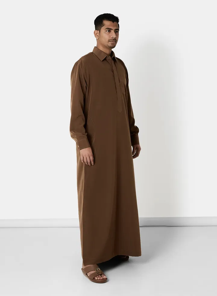 Premium Chest Pocket Saudi Kandora Dark Brown