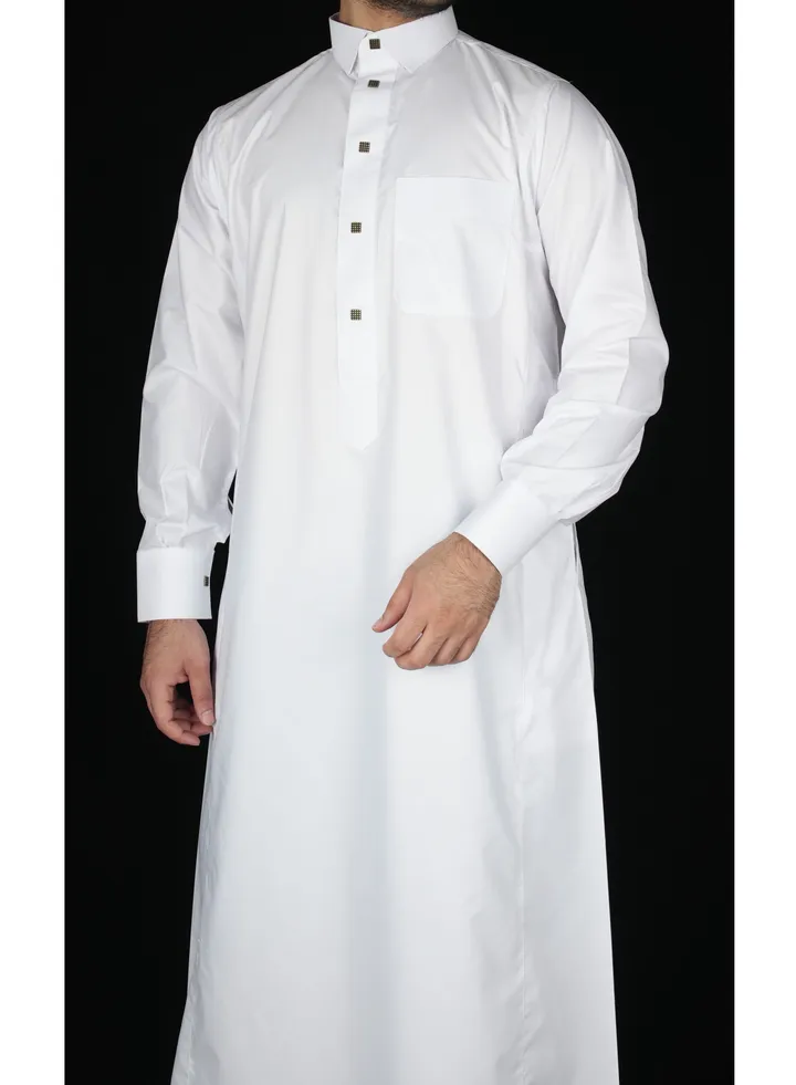 White Collared Neck Saudi Thobe (m)
