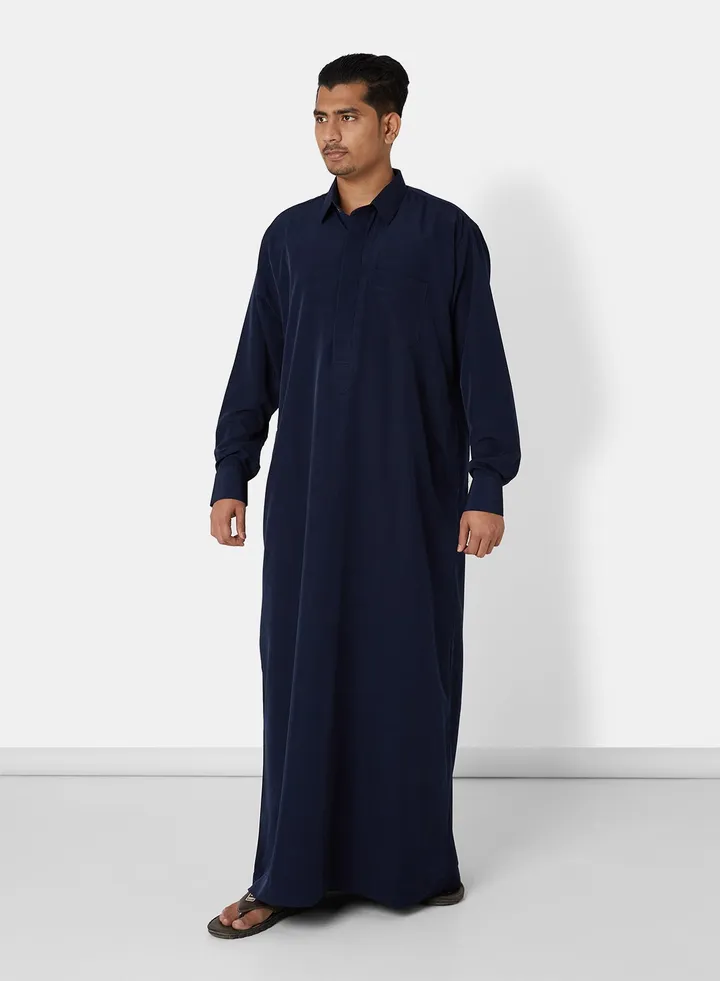 Premium Chest Pocket Saudi Kandora Navy