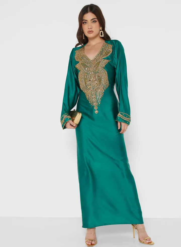 Embellished Crew Neck Jalabiya