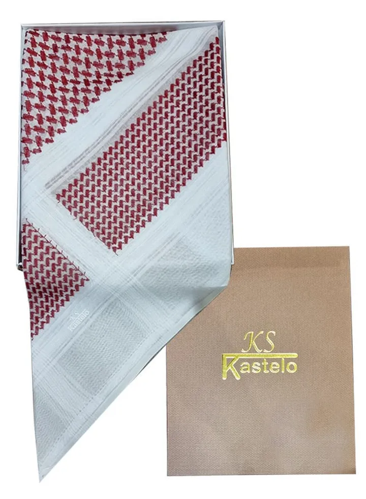 Kastelo Casual Shemagh Red And White Excellent Material