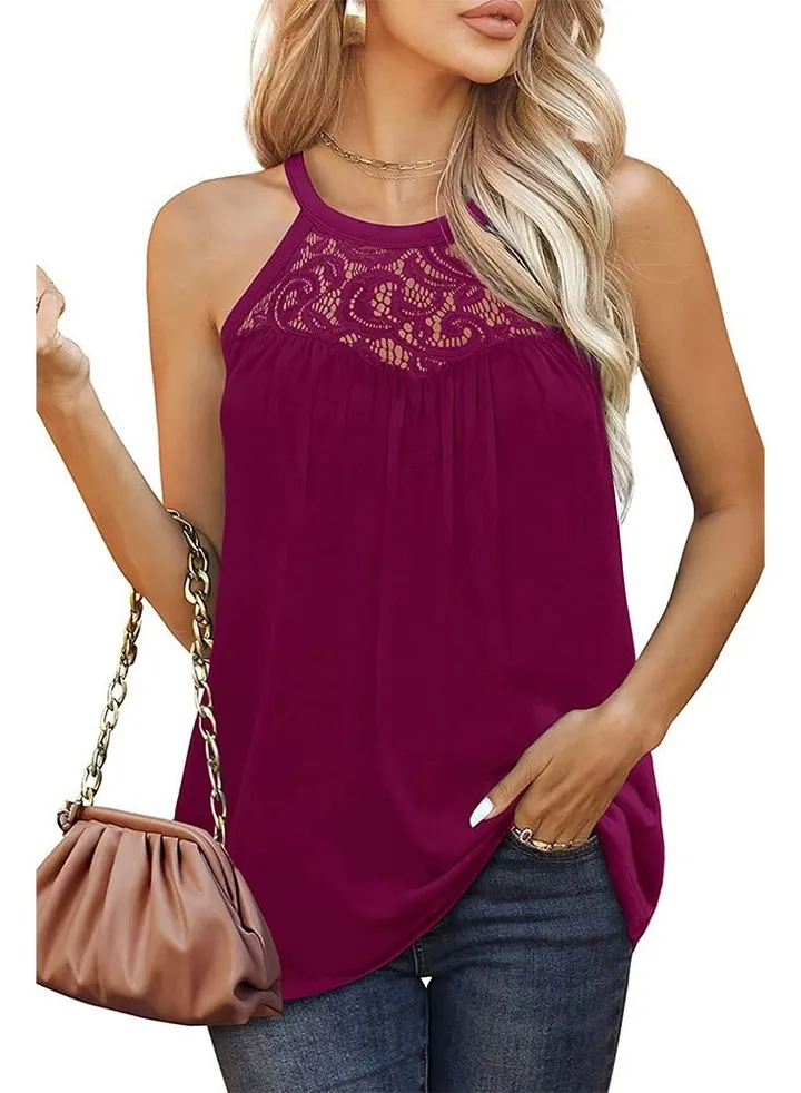 New Fashion Lace Pleated Sleeveless Vest