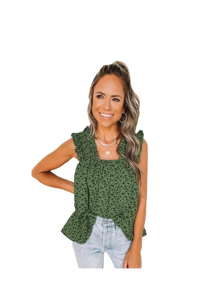Summer Women's Sleeveless Ruffled Floral Vest