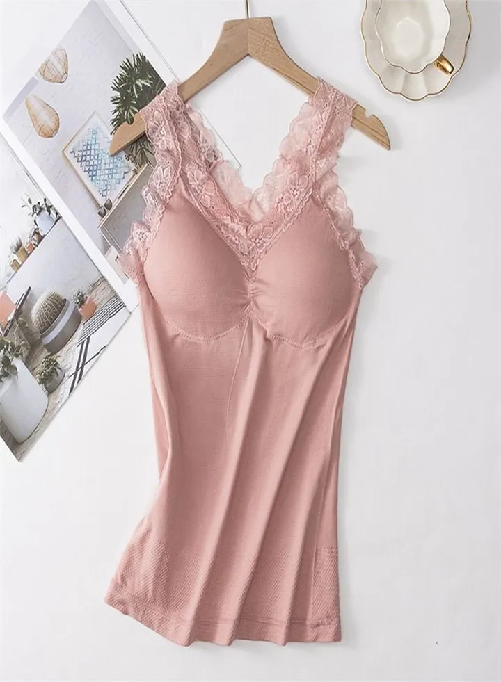 Body Beautifying V-neck Base Vest Pink