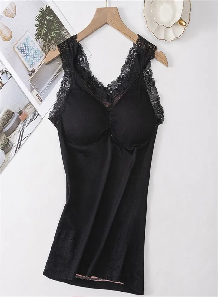 Body Beautifying V-neck Base Vest Black