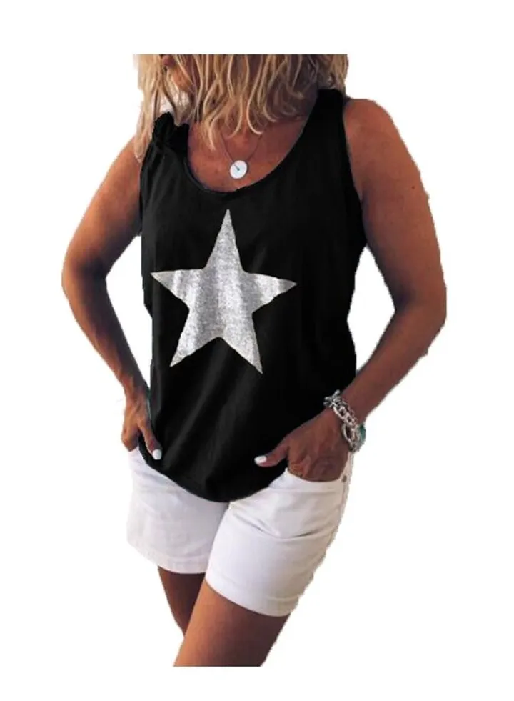Women's New Casual Printed Pentagram Loose Vest