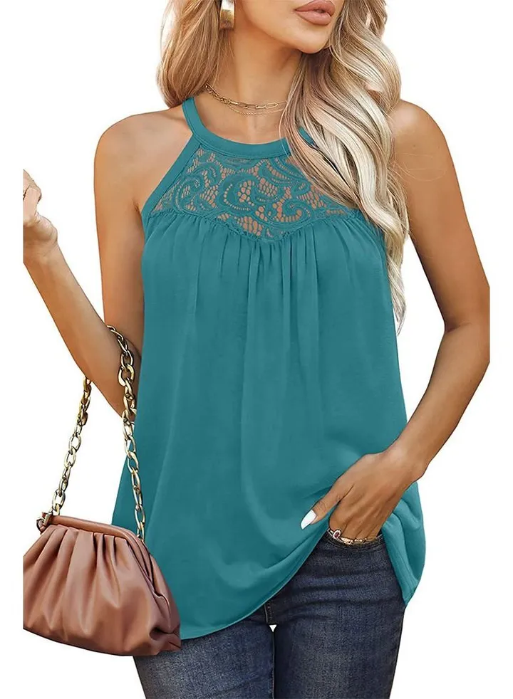 New Fashion Lace Pleated Sleeveless Vest