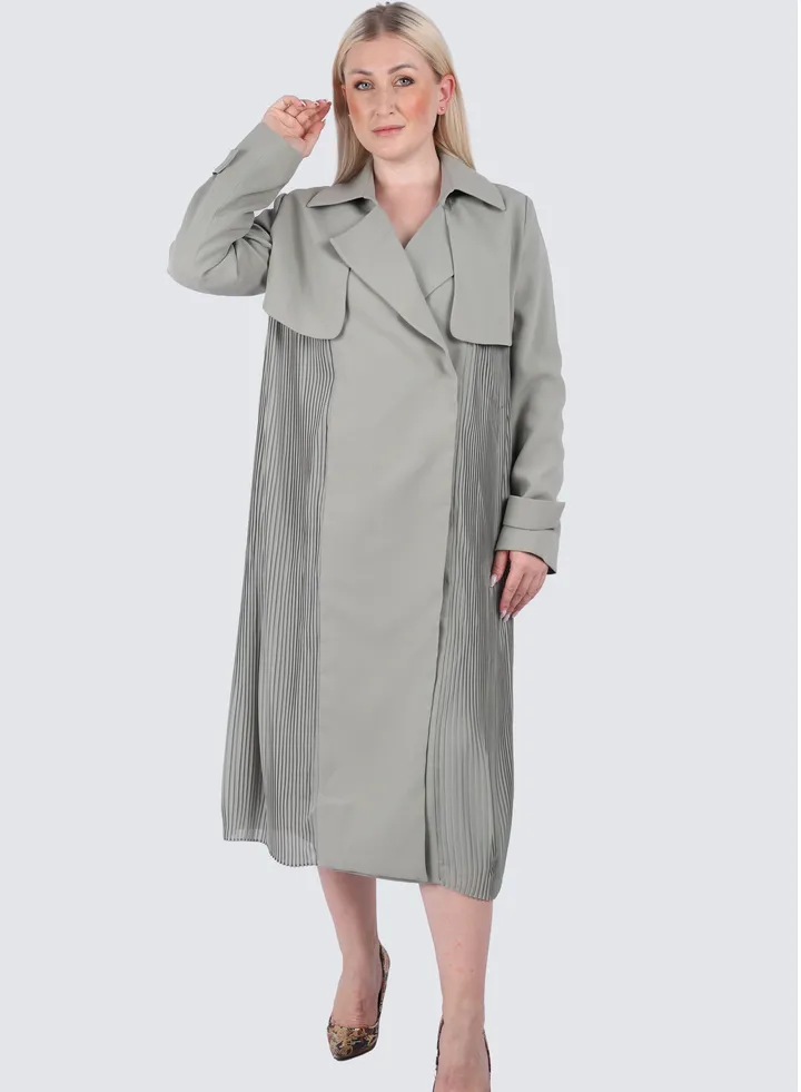 Women's Long Sleeves Notch Lapel Coat in Shadow
