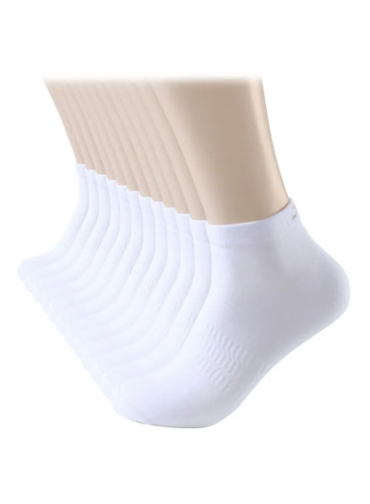 12 Pairs Of Solid Ankle Length Socks White