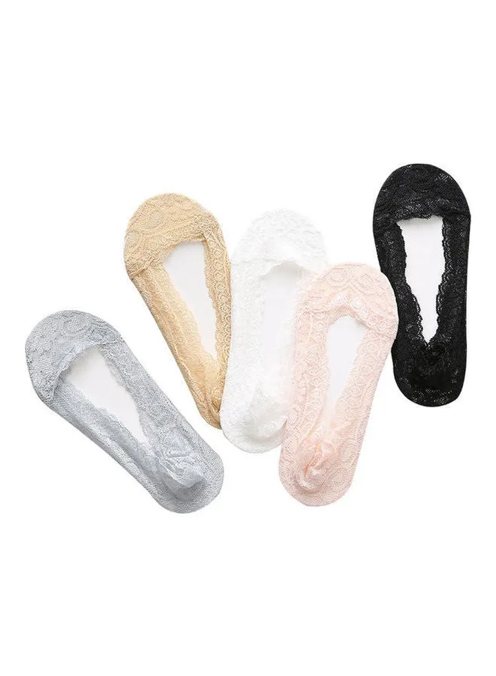 Pack Of 5 Pairs Of Lace Low Cut Socks Multicolour