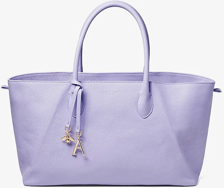 Womens Lavender Paris Branded Leather Tote bag