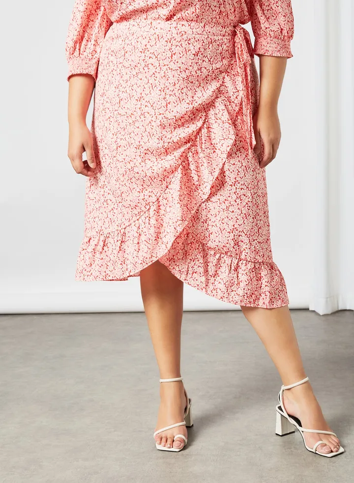 Plus Size Wrap Skirt Pink