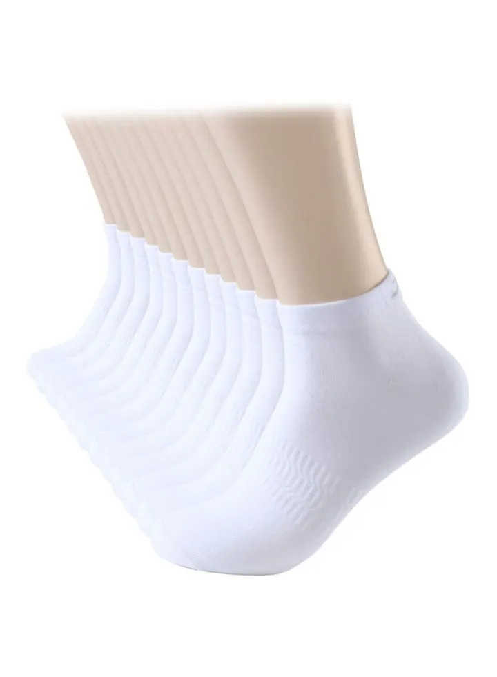12 Pairs Of Solid Ankle Length Socks White