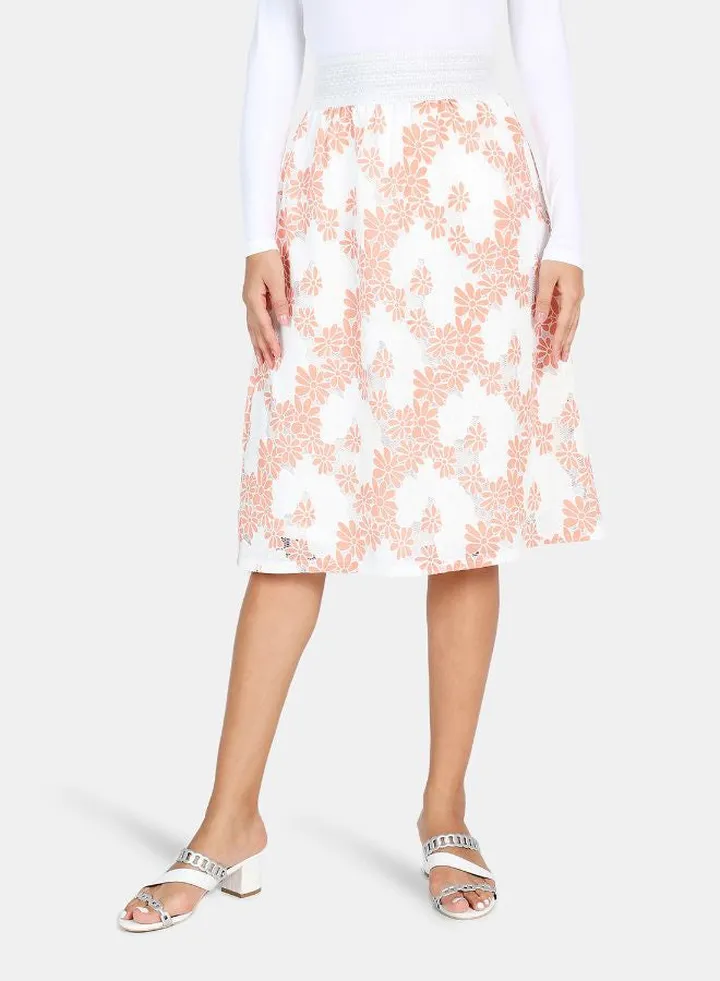 Casual Burnout Skirt Pink/White
