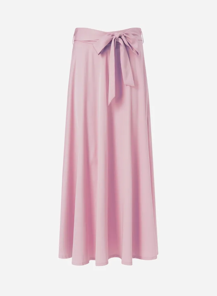 Self Waist Band Casual Skirt pink