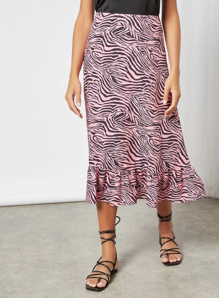 Casual Printed Skirt Pink/Black