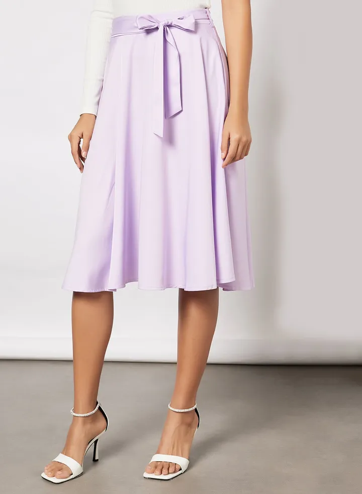 Self Waist Band Casual Skirt purple