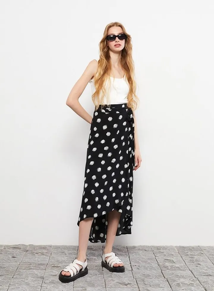 Elastic Waist Floral A-Line Poplin Women's Skirt
