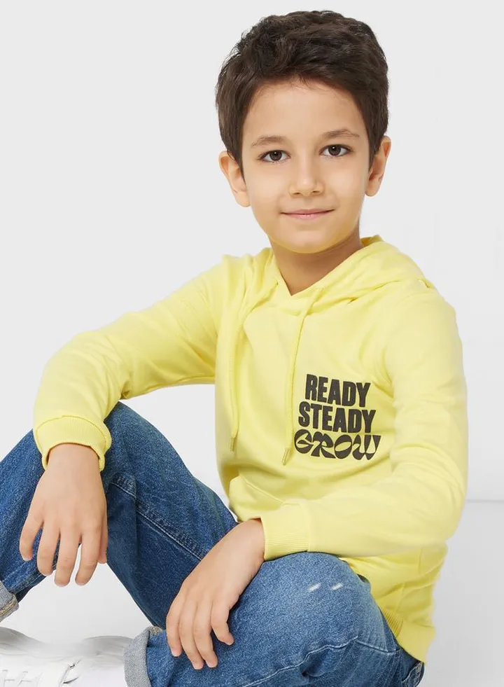 Boys Slogan Printed Hoodie