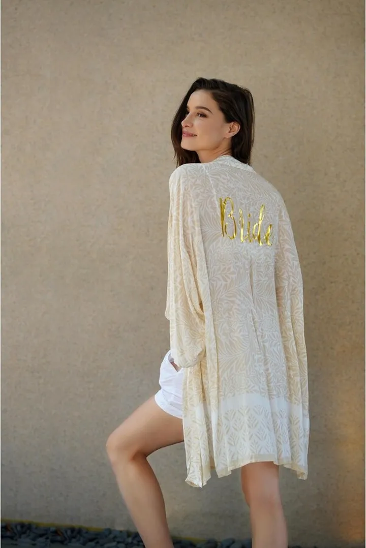 Shiraleah Ivory Floral "Bride" Robe