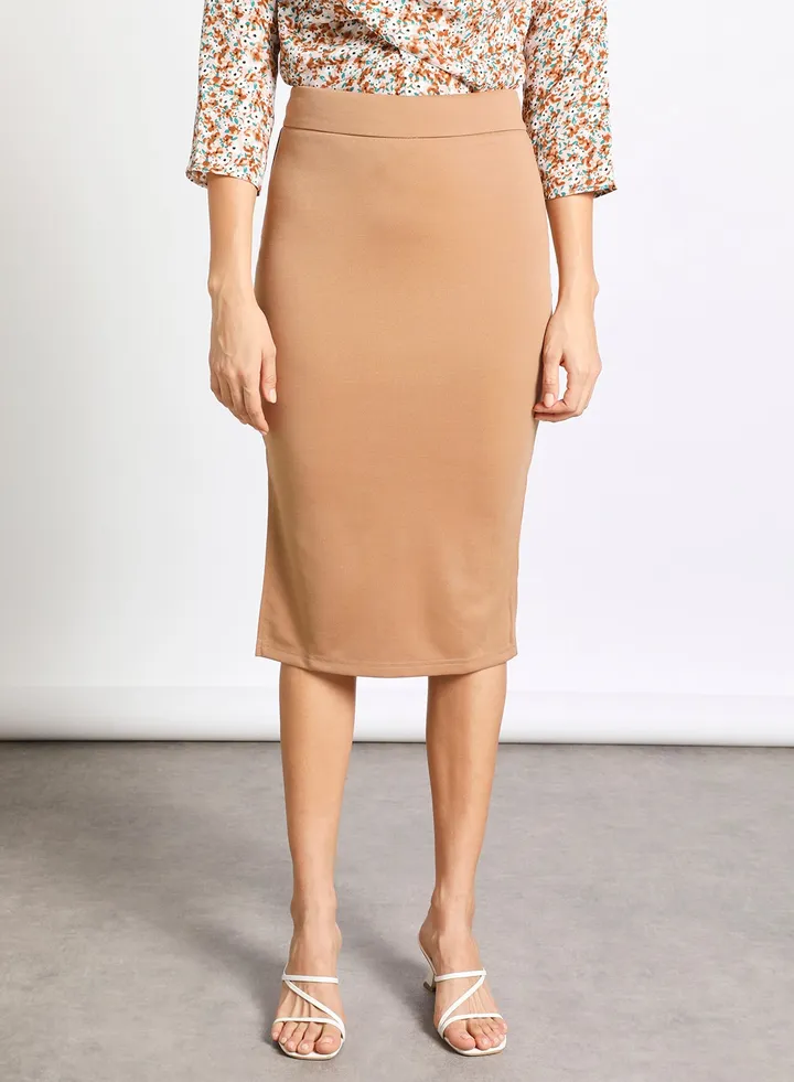 wide waistband pencil skirt Beige
