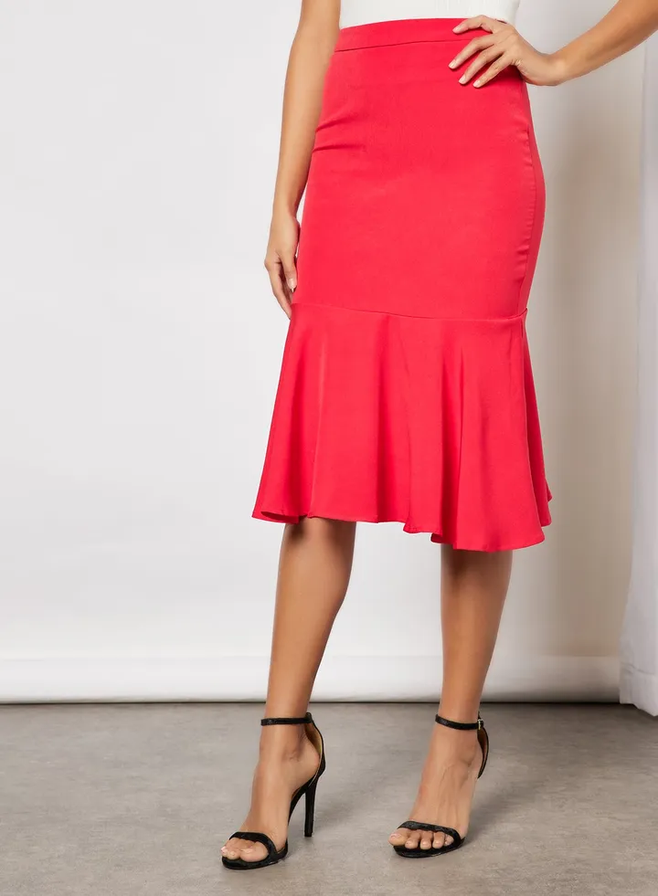 Women Flare Skirt Red