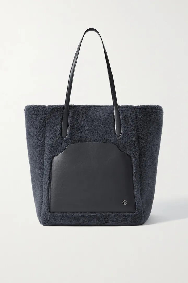 Loro Piana - Sesia Large Leather-trimmed Faux Shearling Tote - Gray