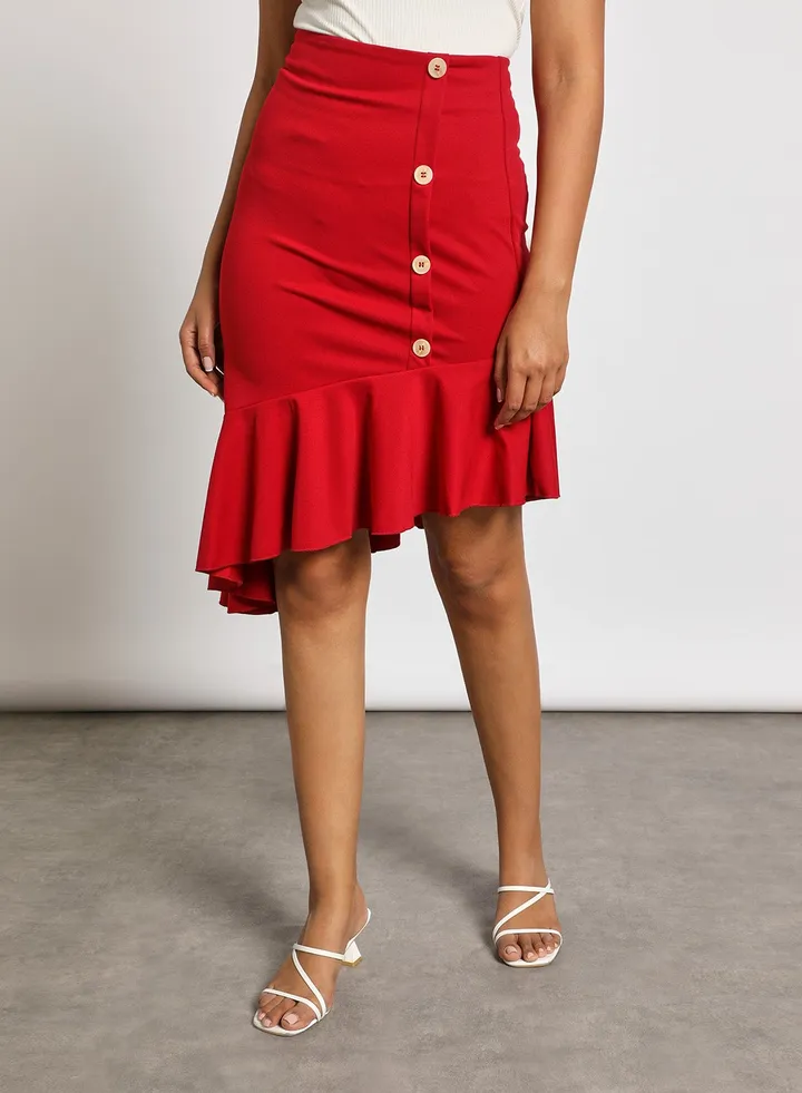 Ruffle trim skirt Maroon