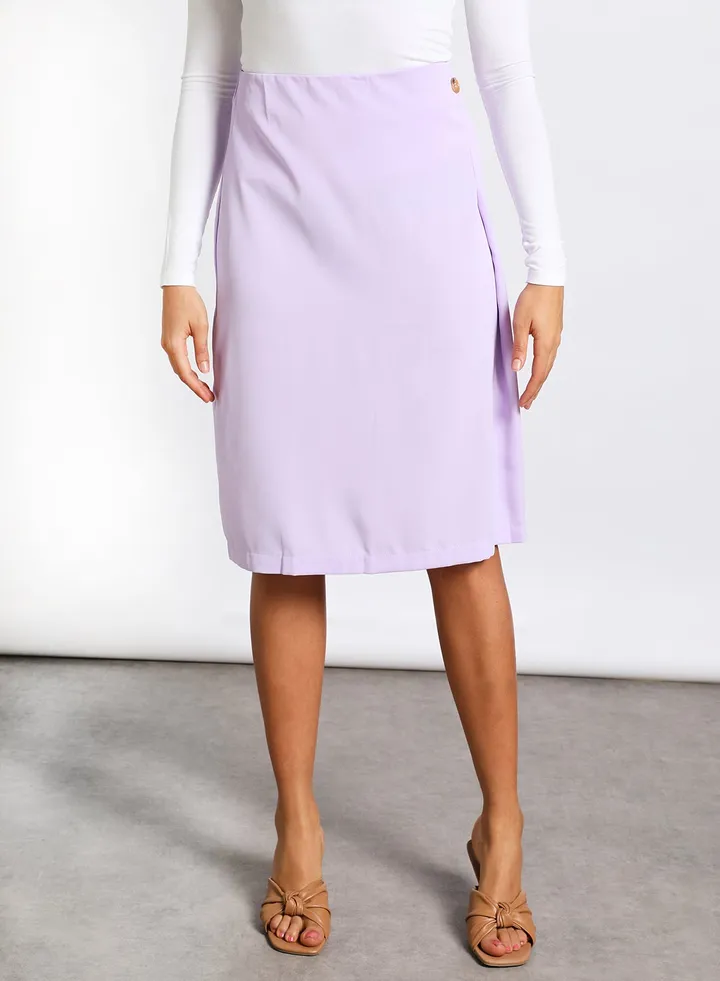 Women's Casual Midi Straight Solid Skirt Purple