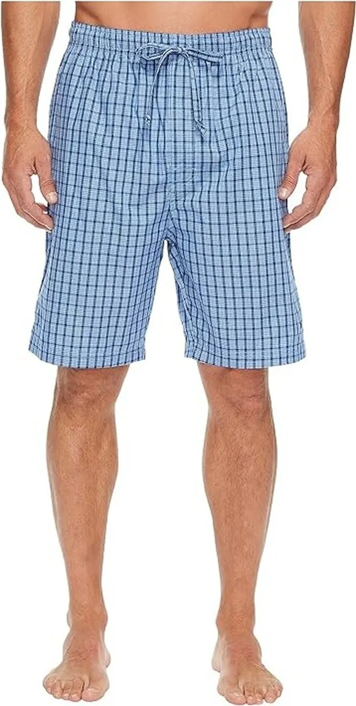 Nautica Plaid Sleep Shorts (Light French Blue) Men's Pajama