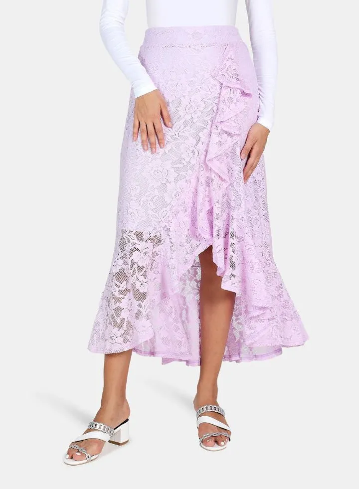 Casual Lace Skirt Purple