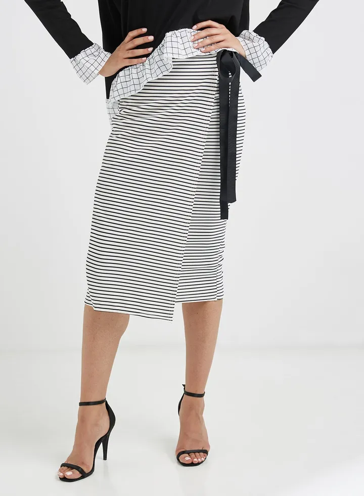 Tie Waist Skirt Black/White