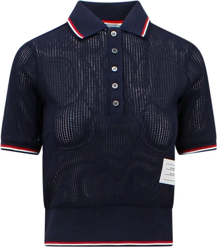 Thom Browne Stripe Detailed Knitted Polo Shirt