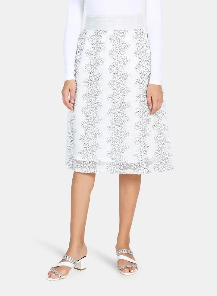 Casual Burnout Skirt White/Grey