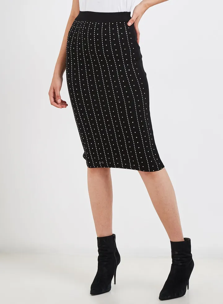 Embellished Pencil Skirt Black/White
