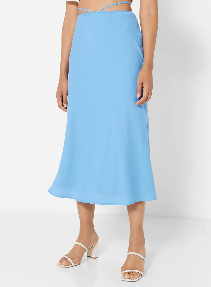 High Waist Midi Skirt Blue