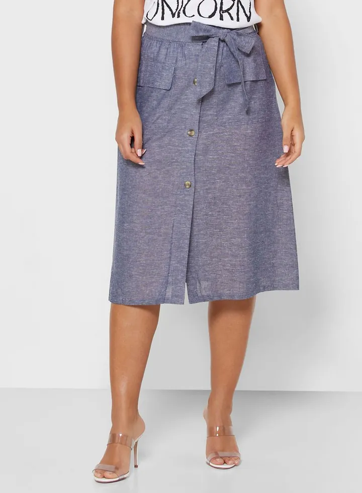 Fred Belted Pocket Skirt Blue Denim
