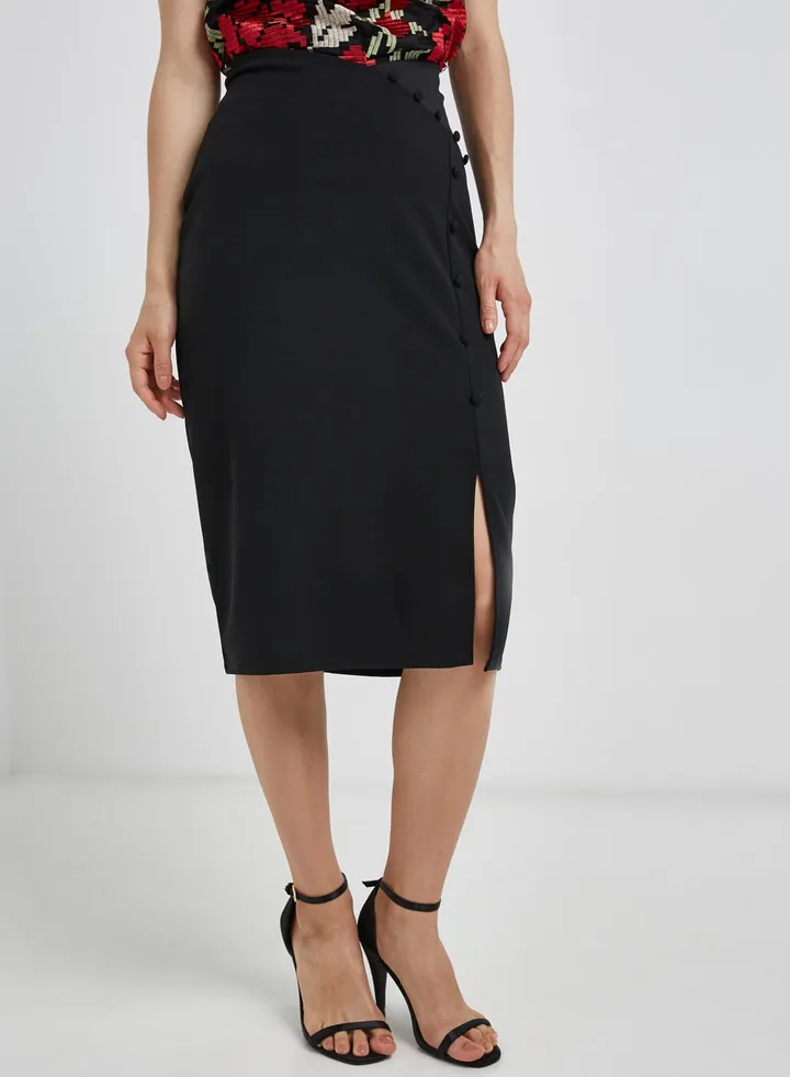 Side Slit Skirt Black