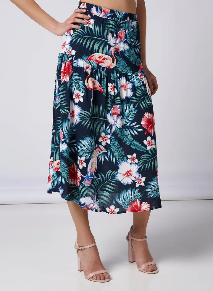 Floral Printed Midi Skirt Multicolour