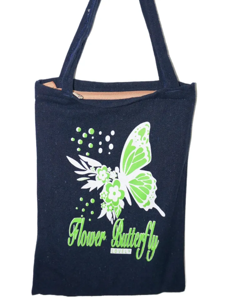 shopping women canvas zipper tote bag