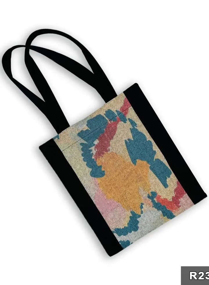 casual printed linen tote bag