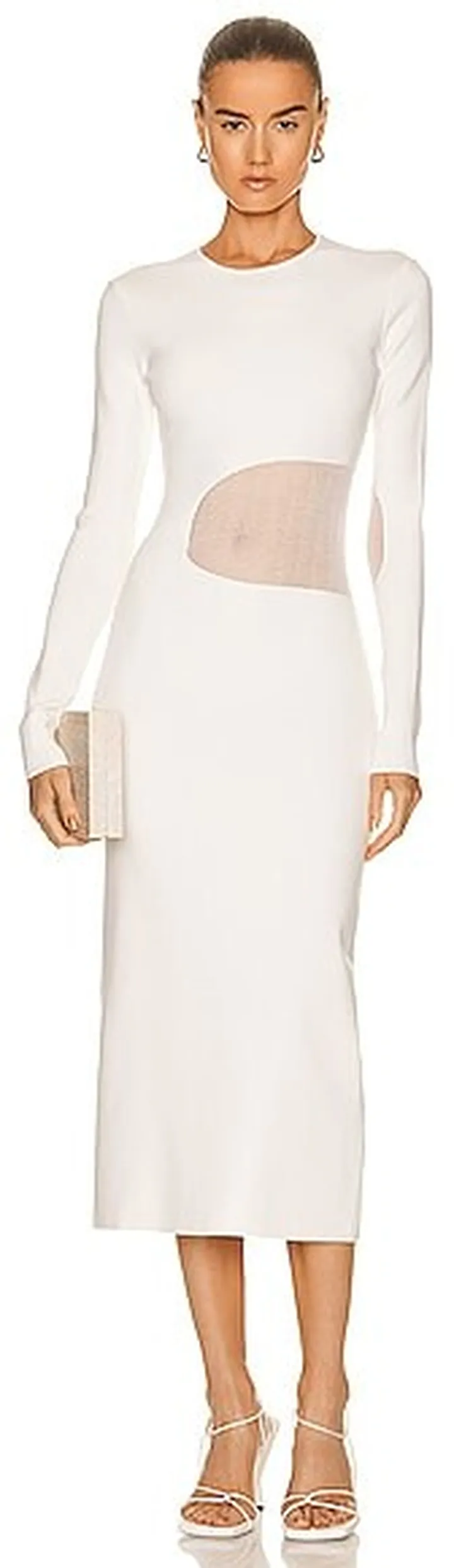 Zeynep Arcay Sheer Knit Midi Dress in White