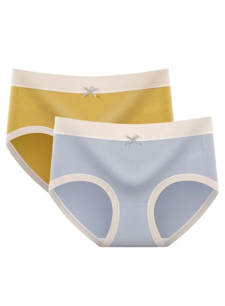 2 PCS Fashion Women Panties Breathable Satin Traceless Briefs Thin Ice Silk Female Underwear