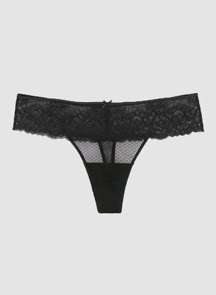 Lace Thong Black