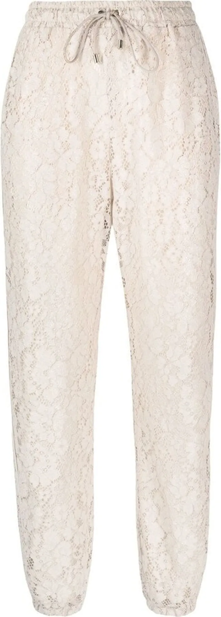 Floral-Lace High-Waisted Track Pants