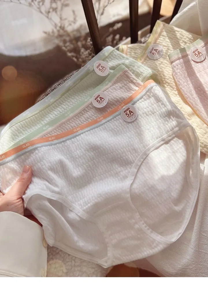 5 Pack Mid Waist Briefs Cute Style Cotton Underwear Ladies Mid Waist Comfortable Breathable Cute Girls Briefs