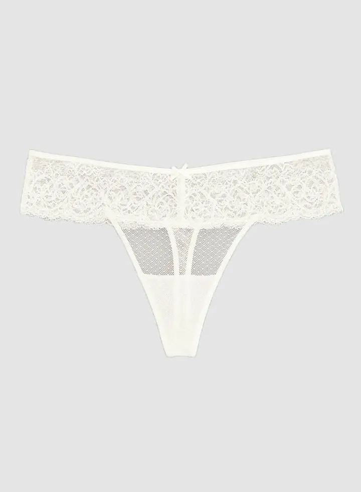 Lace Thong Off White