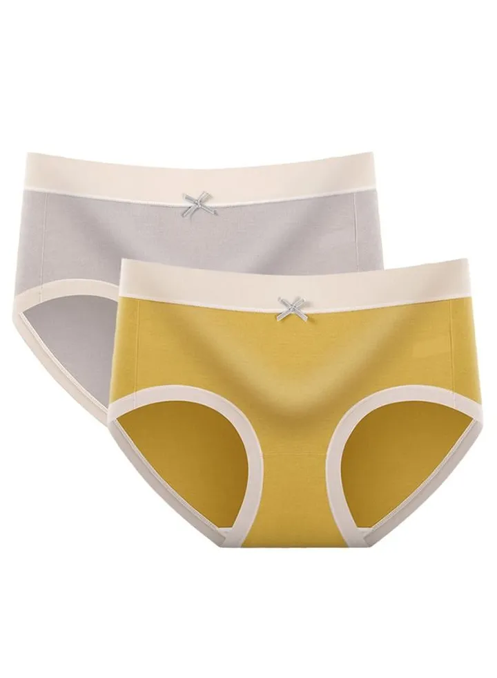 2 Pcs Fashion Women Panties Breathable Satin Traceless Briefs Thin Ice Silk Female Underwear