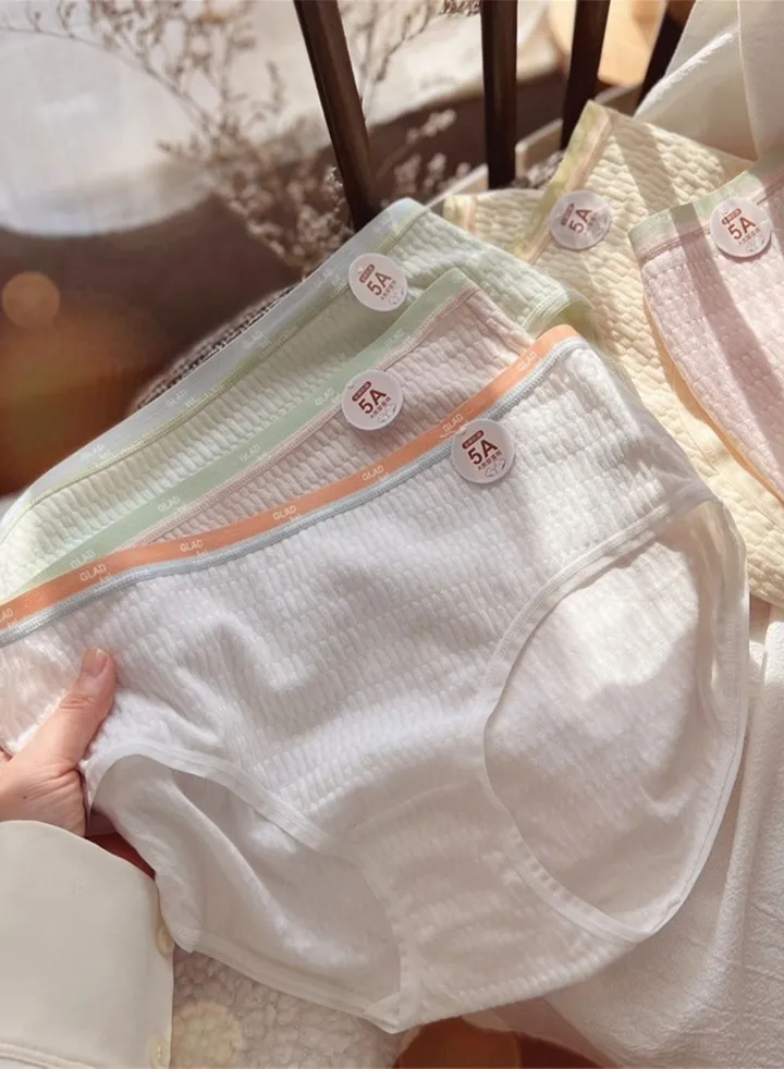 5 Pack Mid Waist Briefs Cute Style Cotton Underwear Ladies Mid Waist Comfortable Breathable Cute Girls Briefs